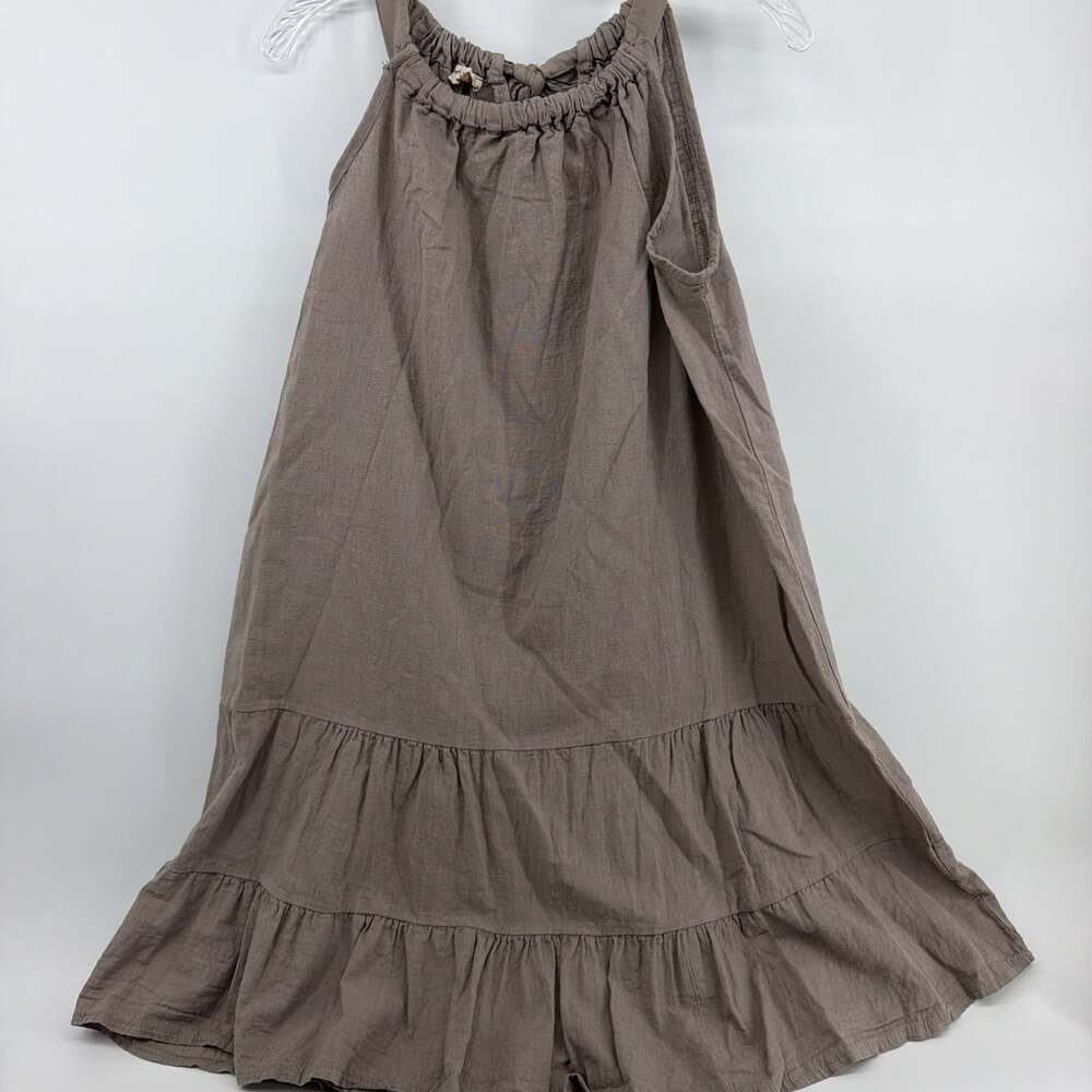Bellambia Made in Italy Neck Tie Dress Ruffle Tier Linen Blend size Medium